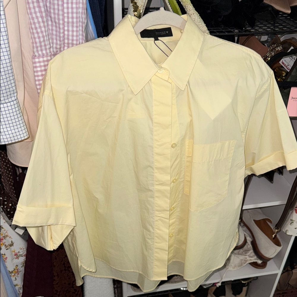 Light Yellow Casual Button-Down Shirt